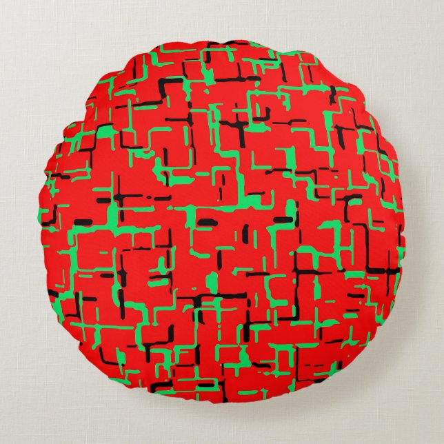 Red Green Black Rond Kussen (Voorkant)