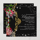 Red green Black Snowflake kerstfeest Kaart (Voorkant / Achterkant)