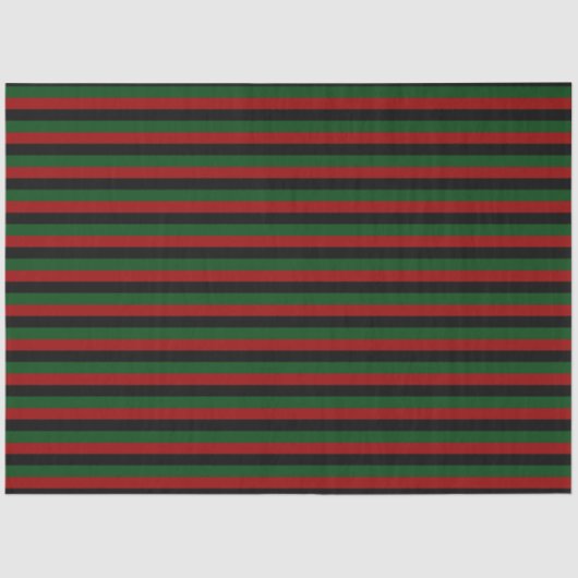 Red Green Black Stripes Pan African Happy Kwanzaa Tissuepapier (Voorkant)