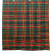 Red Green Black Tartan Scottish Pset Pattern Douchegordijn (Voorkant)