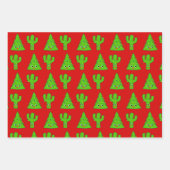 Red Green Blue Cute Tree Cactus Funny Kerstmis Inpakpapier Vel (Voorkant 2)