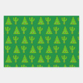 Red Green Blue Cute Tree Cactus Funny Kerstmis Inpakpapier Vel (Voorkant)