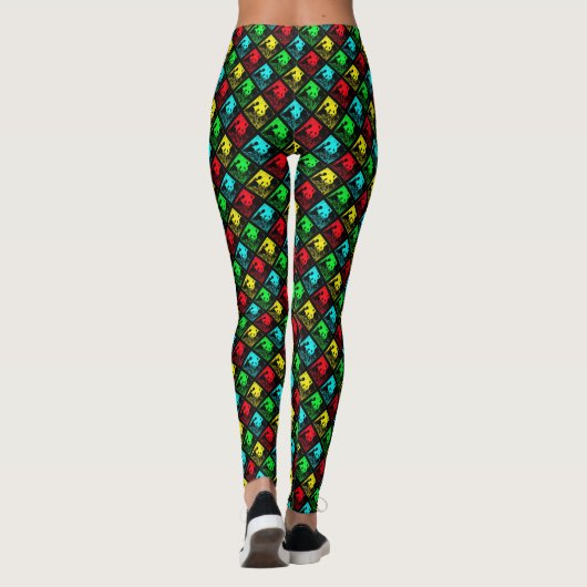 Red Green Blue en Yellow Pop Art Pandas Leggings (Achterkant)
