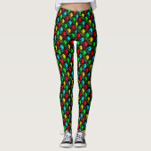 Red Green Blue en Yellow Pop Art Pandas Leggings (Voorkant)