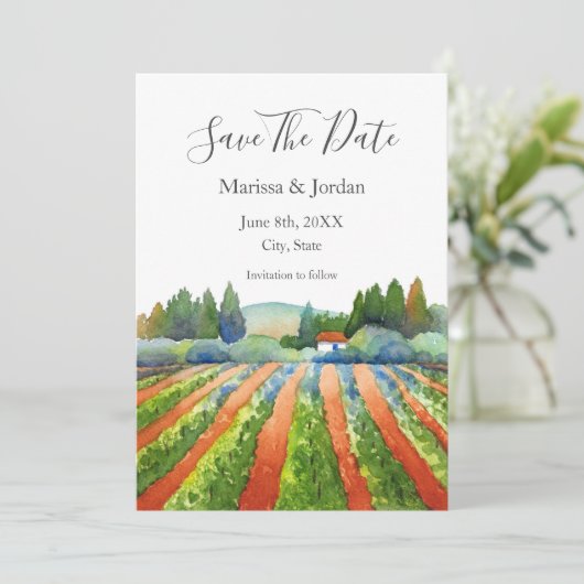 Red Green Blue Vineyard Save The Date (Staand voorkant)