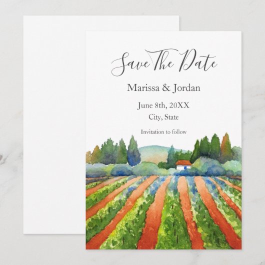 Red Green Blue Vineyard Save The Date (Voorkant / Achterkant)