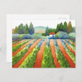 Red Green Blue Vineyard-Waterverf Briefkaart (Voorkant / Achterkant)