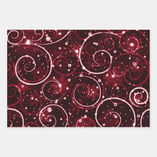 Red Green & Blue Winter Swirl Motif Inpakpapier Vel (Voorkant)