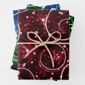 Red Green & Blue Winter Swirl Motif Inpakpapier Vel (In situ)