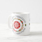 Red Green Bold Christmas Berries Krans Scandi Koffiemok (Voorkant links)