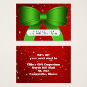 Red Green Bow Business Gift Kaart Certificaten (Voorkant /achterkant)