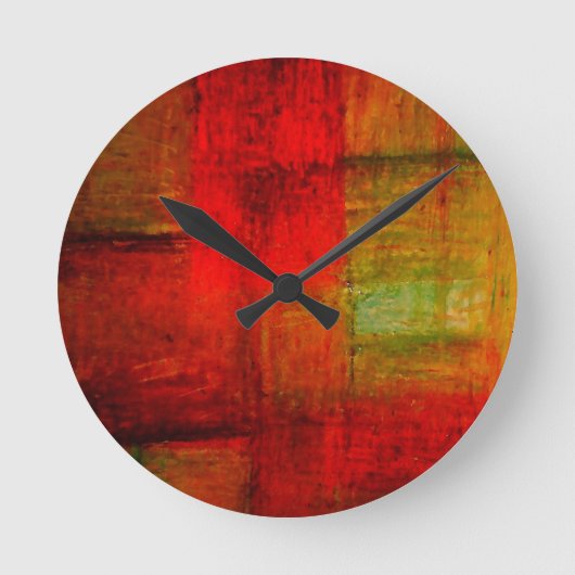 Red Green Browny Yellow Abstracte Art Ronde Klok (Voorkant)