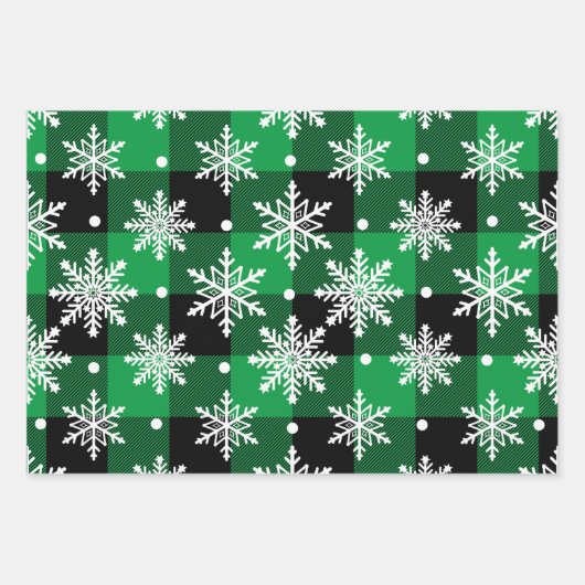 Red Green Buffalo met kerstsnowflake Multi Inpakpapier Vel (Voorkant 2)