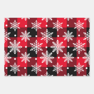 Red Green Buffalo met kerstsnowflake Multi Inpakpapier Vel