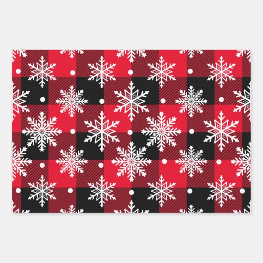 Red Green Buffalo met kerstsnowflake Multi Inpakpapier Vel (Voorkant)