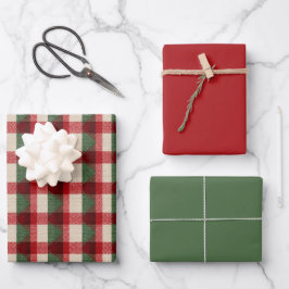 Red Green Buffalo Plaid Kerstvakantie Inpakpapier Vel