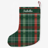 Red & Green Buffalo Plaid Personalized  Kleine Kerstsok (Achterkant)