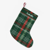 Red & Green Buffalo Plaid Personalized  Kleine Kerstsok (Voorkant (Hangend))