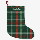 Red & Green Buffalo Plaid Personalized  Kleine Kerstsok (Voorkant)