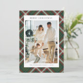 Red Green Buffalo Plaid Photo collage Christmas   Feestdagenkaart (Staand voorkant)