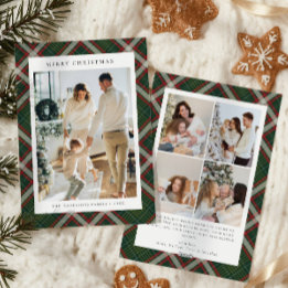Red Green Buffalo Plaid Photo collage Christmas Feestdagenkaart