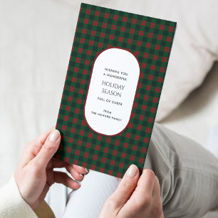 Red Green Buffalo Plaid Typografie Vakantie Kaart