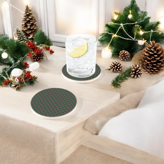 Red Green Buffalo Plaid Vakantie Zandsteen Onderzetter