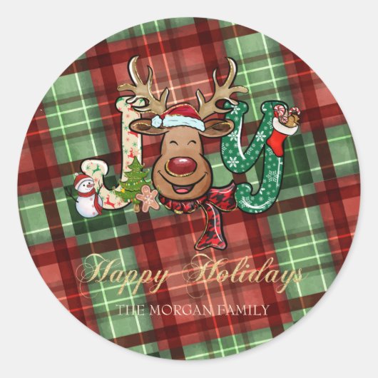 Red Green Buffalo Play Reindeer, Snowman Ronde Sticker (Voorkant)