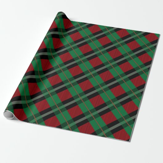 Red Green Buffalo Pset Tartan Kerstmis Cadeaupapier (Uitgerold)