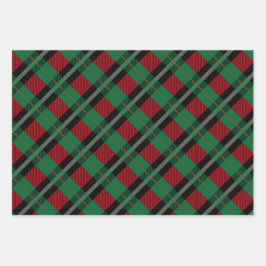 Red Green Buffalo Pset Tartan Kerstmis Inpakpapier Vel