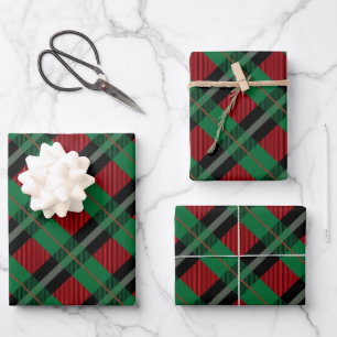 Red Green Buffalo Pset Tartan Kerstmis Inpakpapier Vel