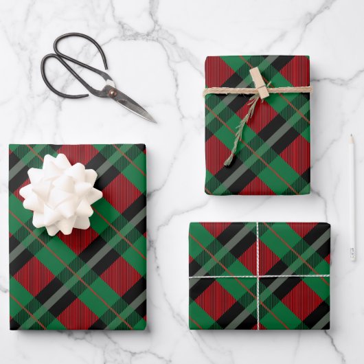 Red Green Buffalo Pset Tartan Kerstmis Inpakpapier Vel (Voorkant)