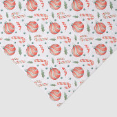 Red Green Bulbs Candy Cane Kerstpatroon Tissuepapier (Detail)
