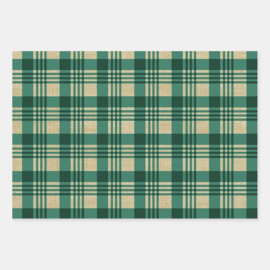 Red Green Burlap met kerstmis Inpakpapier Vel (Voorkant 2)