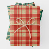 Red Green Burlap met kerstmis Inpakpapier Vel (In situ)