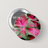 Red Green Caladium Merry-kerstkaart Ronde Button 5,7 Cm (Voorkant /achterkant)