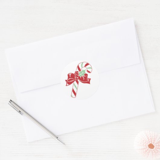 Red Green Candy Cane Kerst sticker (Envelop)