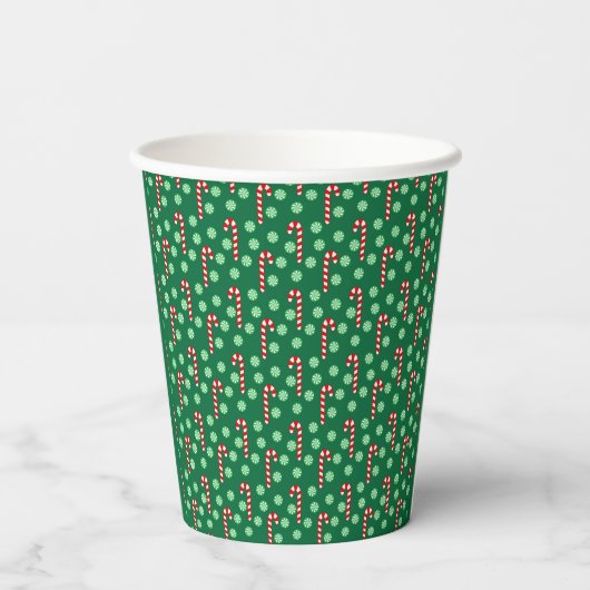 Red Green Candy Cane Peppermint Kerstmis Papieren Bekers (Achterkant)