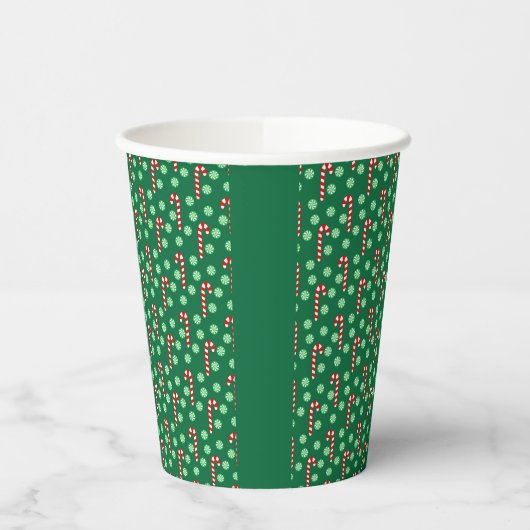 Red Green Candy Cane Peppermint Kerstmis Papieren Bekers (Links)