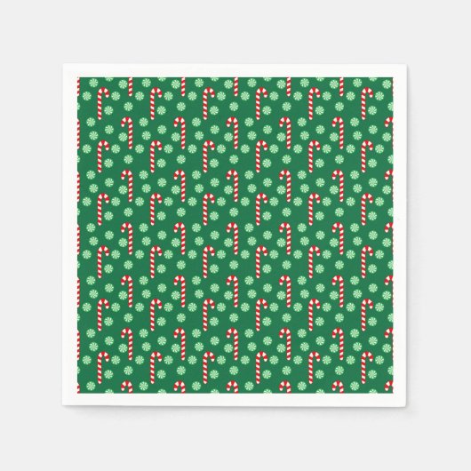 Red Green Candy Cane Peppermint Kerstmis Servet (Voorkant)
