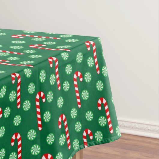 Red Green Candy Cane Peppermint Kerstmis Tafelkleed (Voorbeeld)
