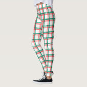 Red Green Check Plaid Christmas Leggings for Women (Links)