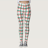 Red Green Check Plaid Christmas Leggings for Women (Voorkant)
