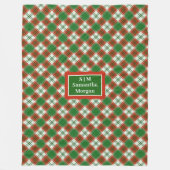Red Green Checkered Blanket Custom Name Cozy Art Fleece Deken (Voorkant)