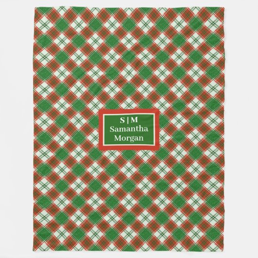 Red Green Checkered Blanket Custom Name Cozy Art Fleece Deken (Voorkant)
