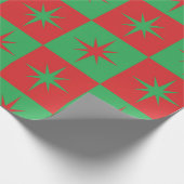 Red green checkered retro Christmas  starbursts  Cadeaupapier (Hoek)
