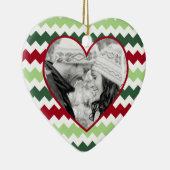 Red Green Chevron Heart Foto met kerstversiering Keramisch Ornament (Rechts)