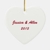 Red Green Chevron Heart Foto met kerstversiering Keramisch Ornament (Achterkant)