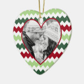 Red Green Chevron Heart Foto met kerstversiering Keramisch Ornament (Links)