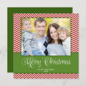 Red Green Chevron kerstvierkant Feestdagenkaart (Voorkant / Achterkant)